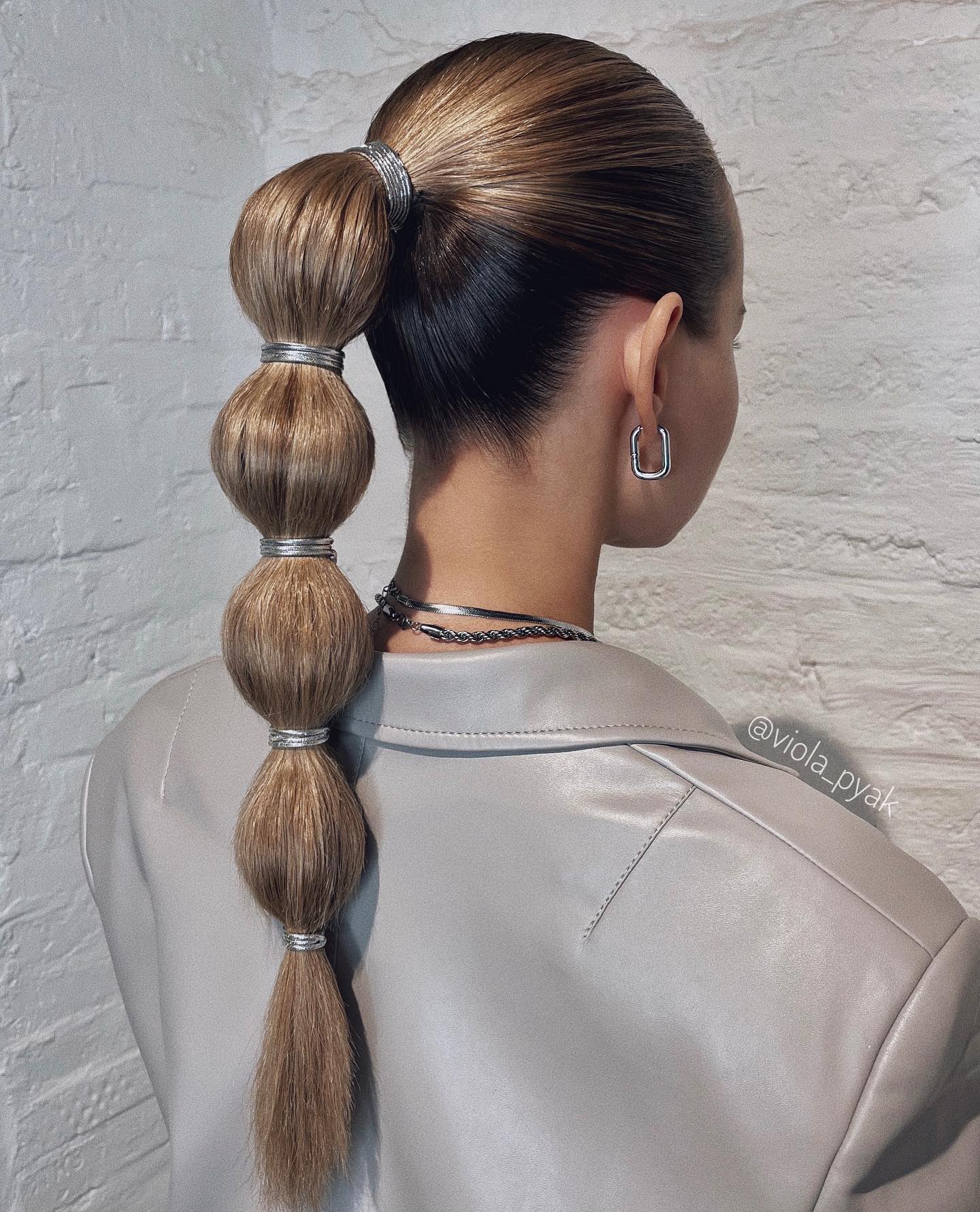sleek bubble braid ponytail