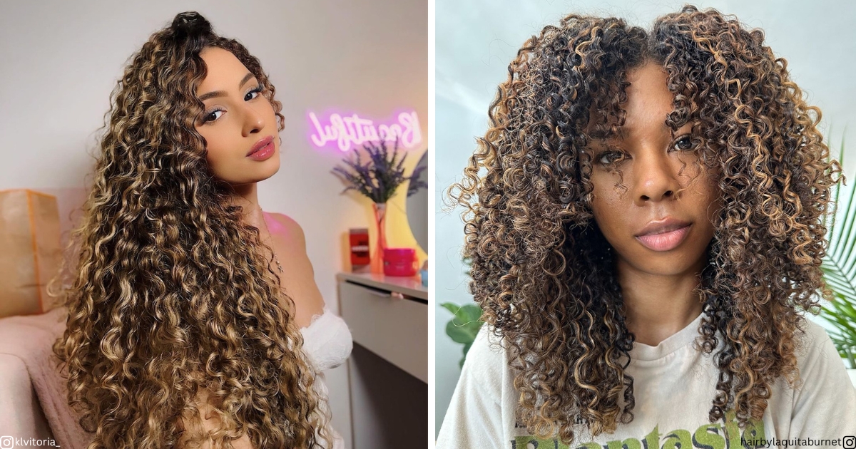 Curly Hair With Caramel Highlights Is 2024's Most Wanted Style