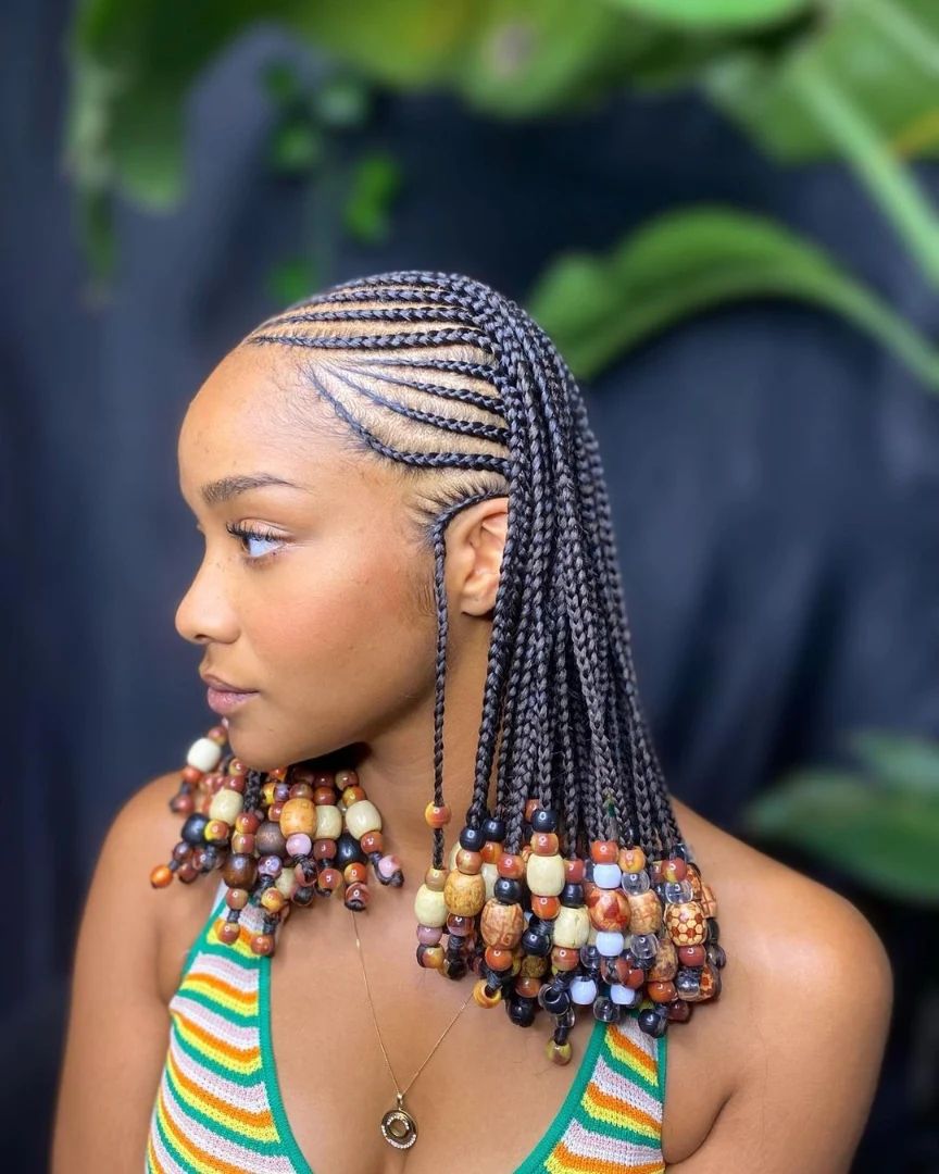 Fulani braids with beads