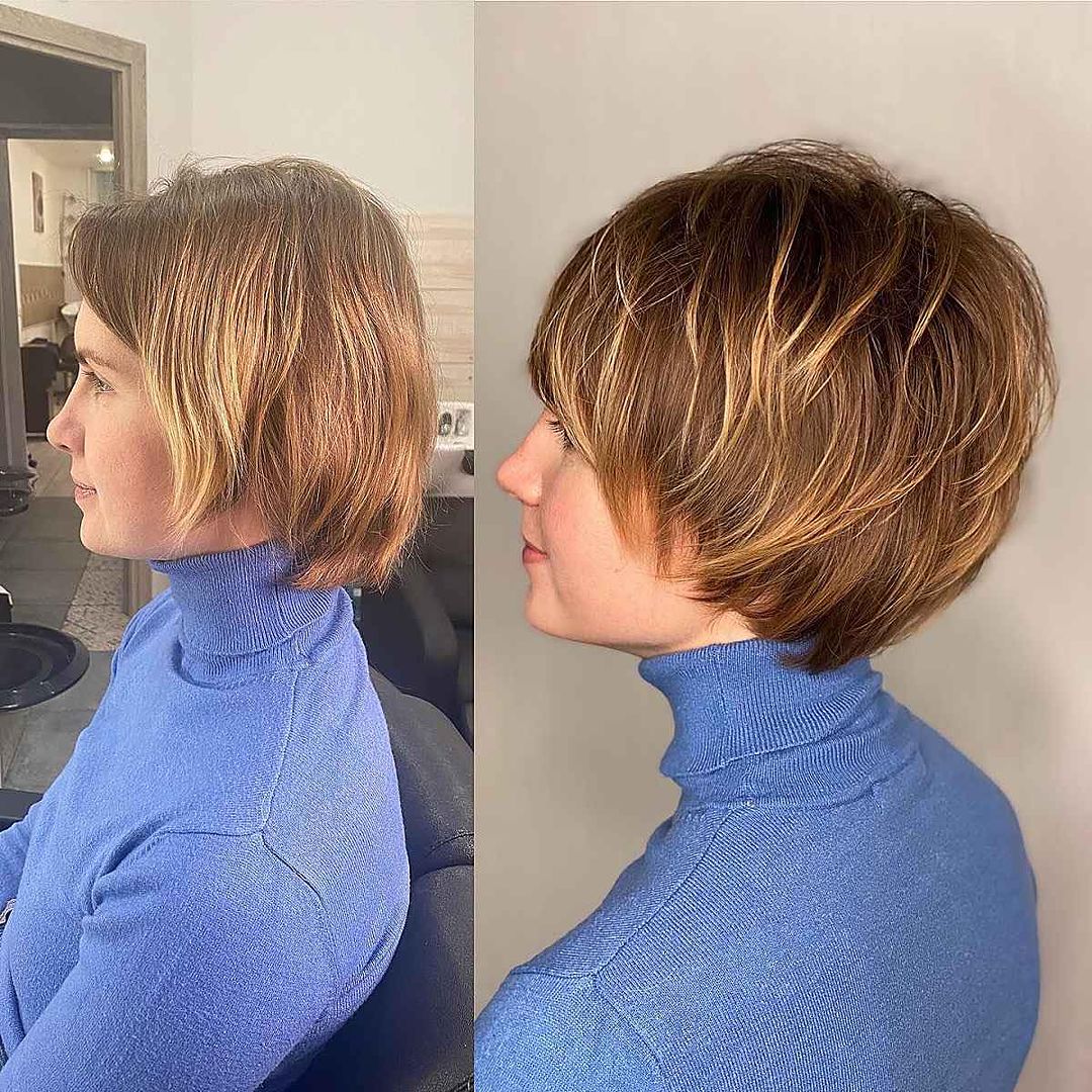 bixie cut with feathered layers