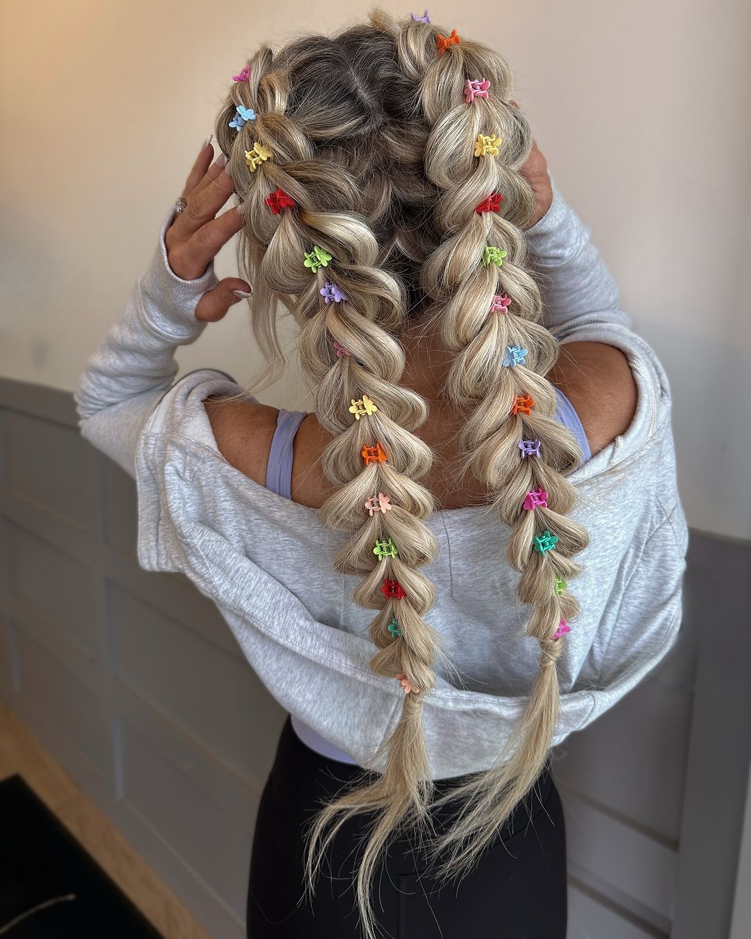 boho braids with cute colorful hair clips