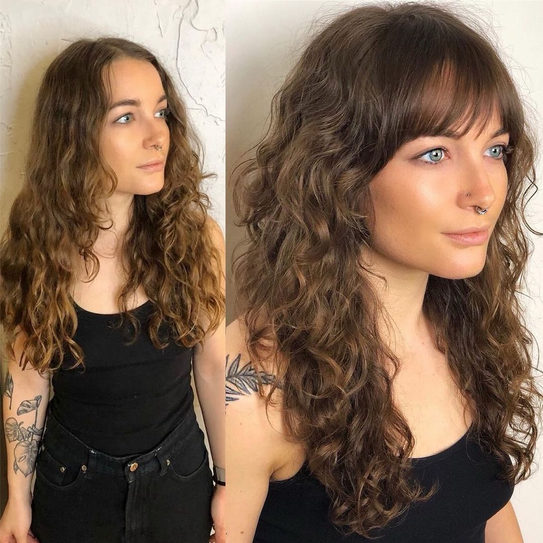 curly shag with straight bangs