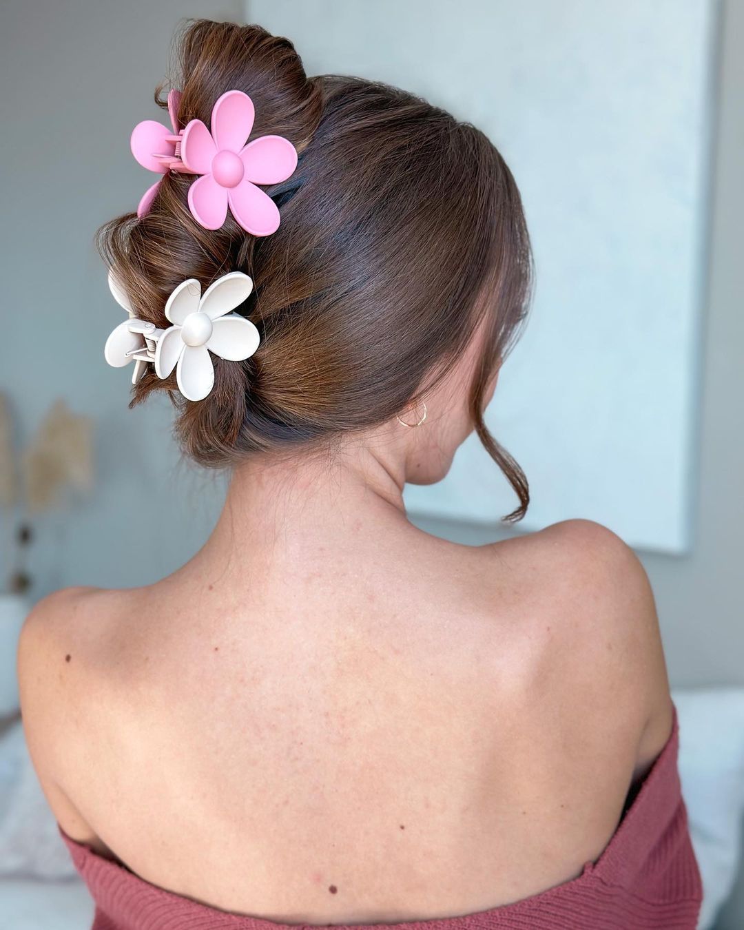 cute updo with flower clips