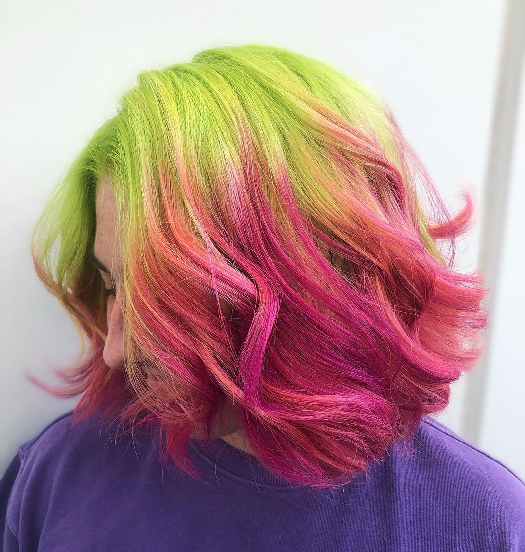 green pink ombre watermelon hair