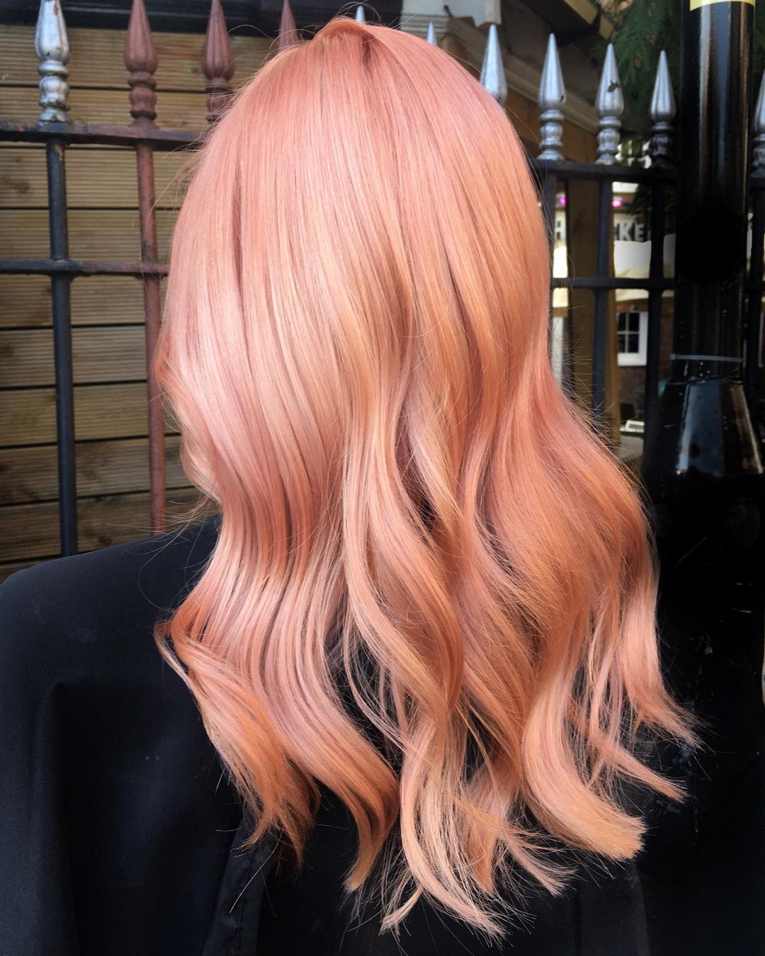 pastel pink peachy hair