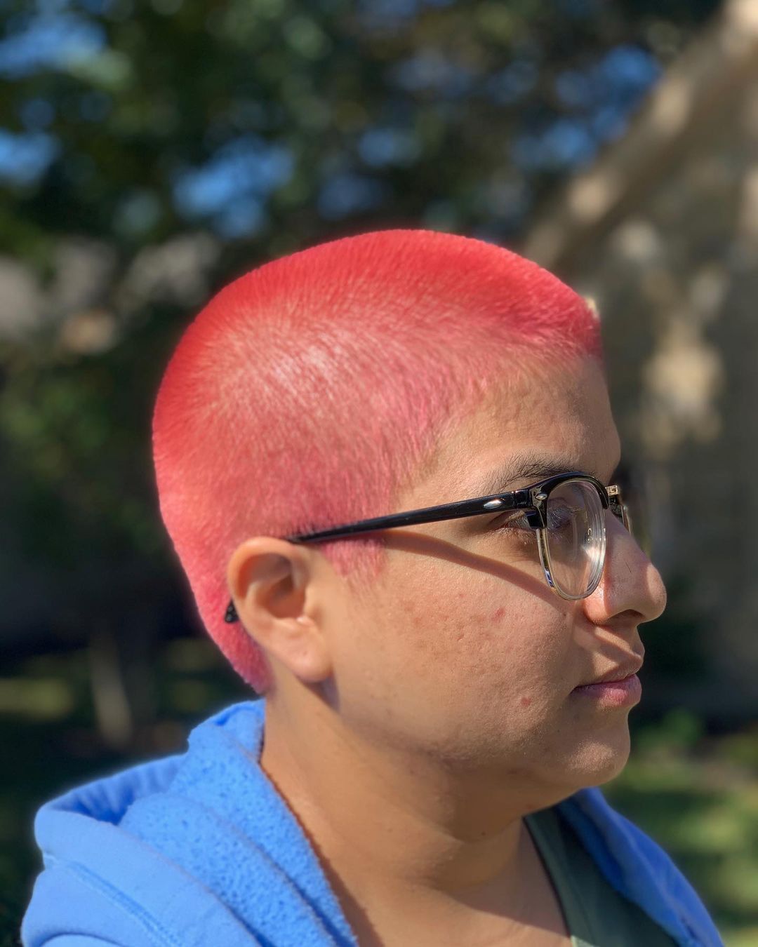 pink color on buzz cut