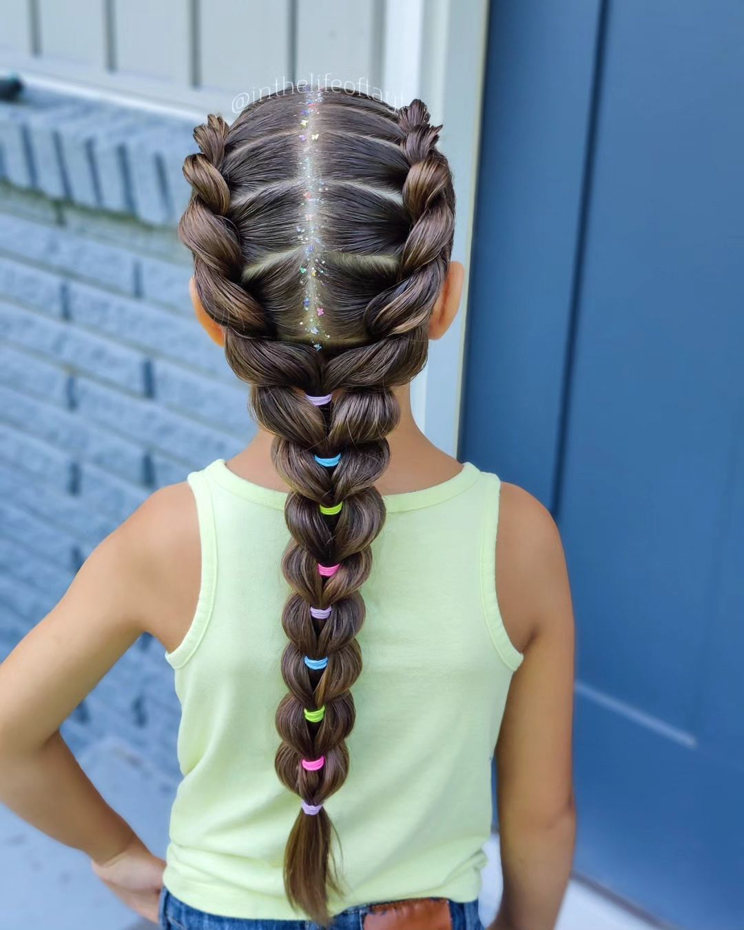 pull-through braid with rubber bands