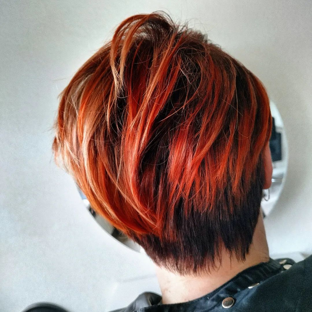 red black bixie hair