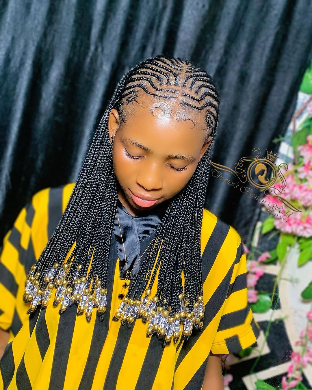 tribal braids with silver golden beads