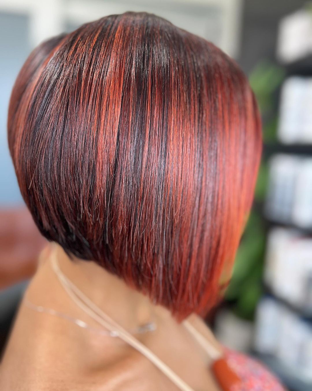 angled bob with highlights