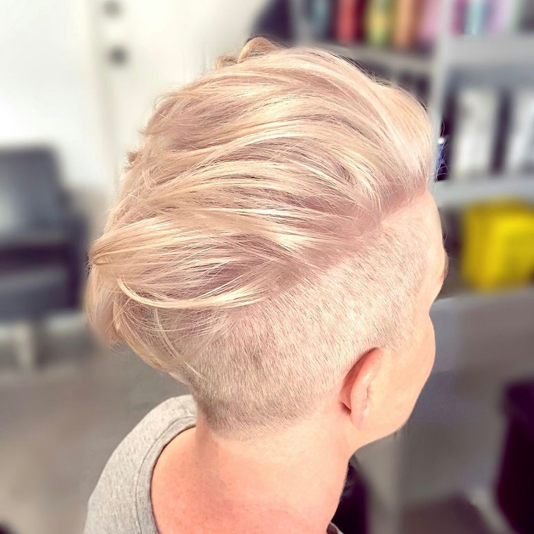 blonde pixie with shaved sides