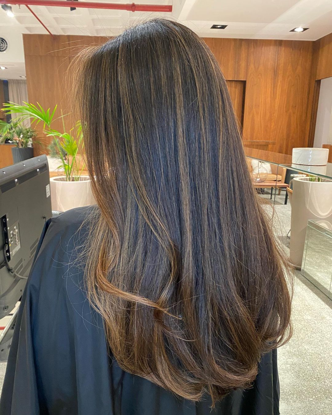 bruin haar met koperkleurige kaneelkleurige highlights