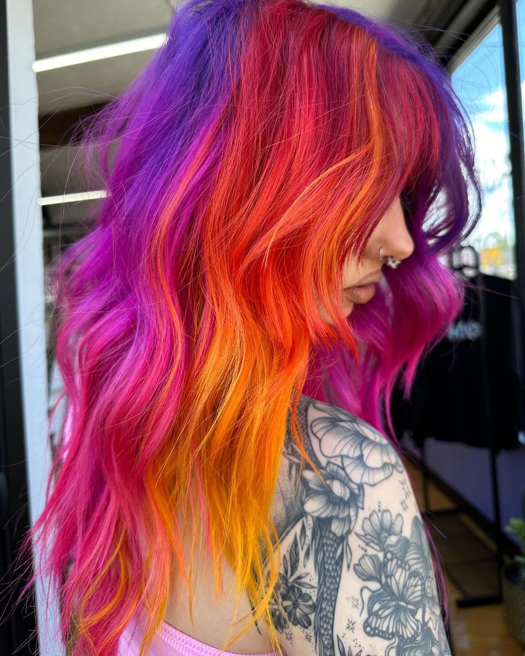 color blocked vivid fall hair color style