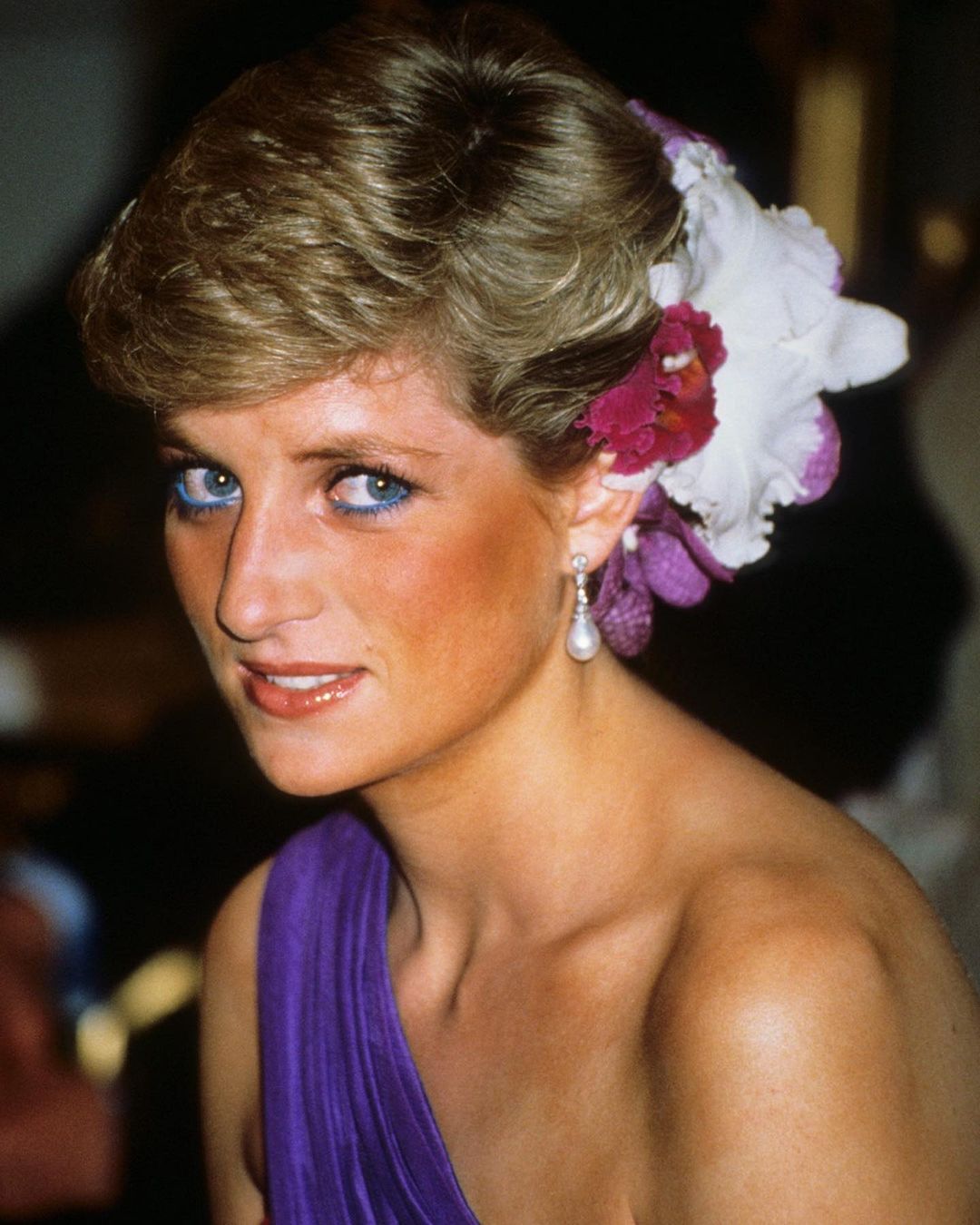 feathered pixie cut with flowers on princess Diana