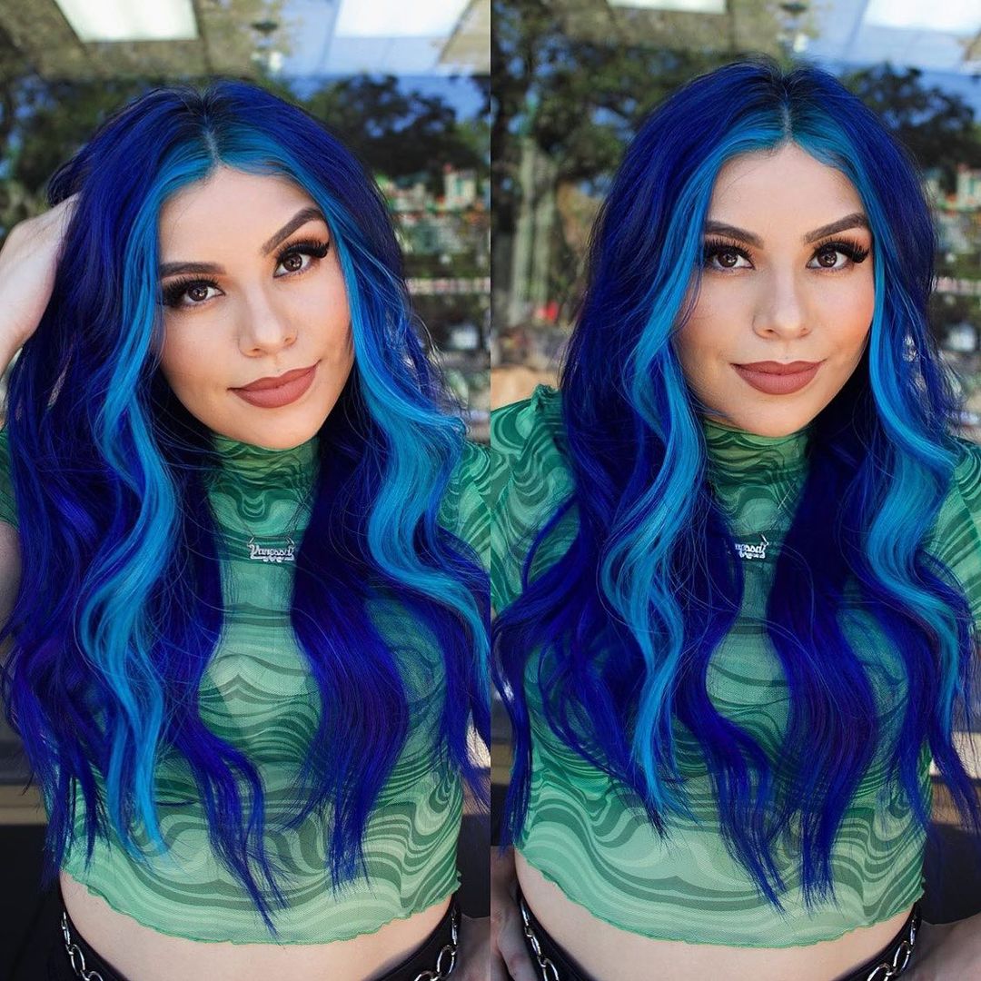 pezzo di denaro capelli blu