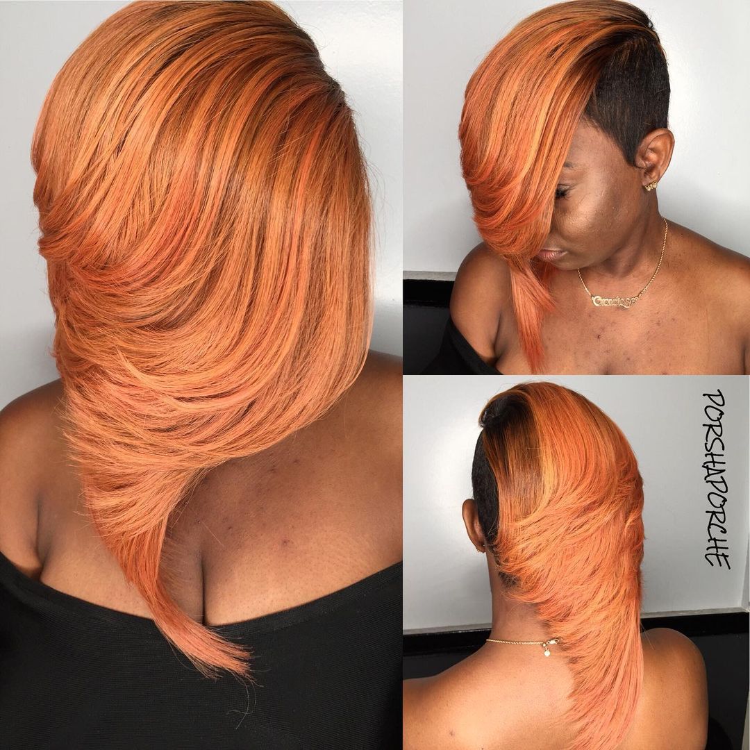 peach brown pixie bob with tapered side