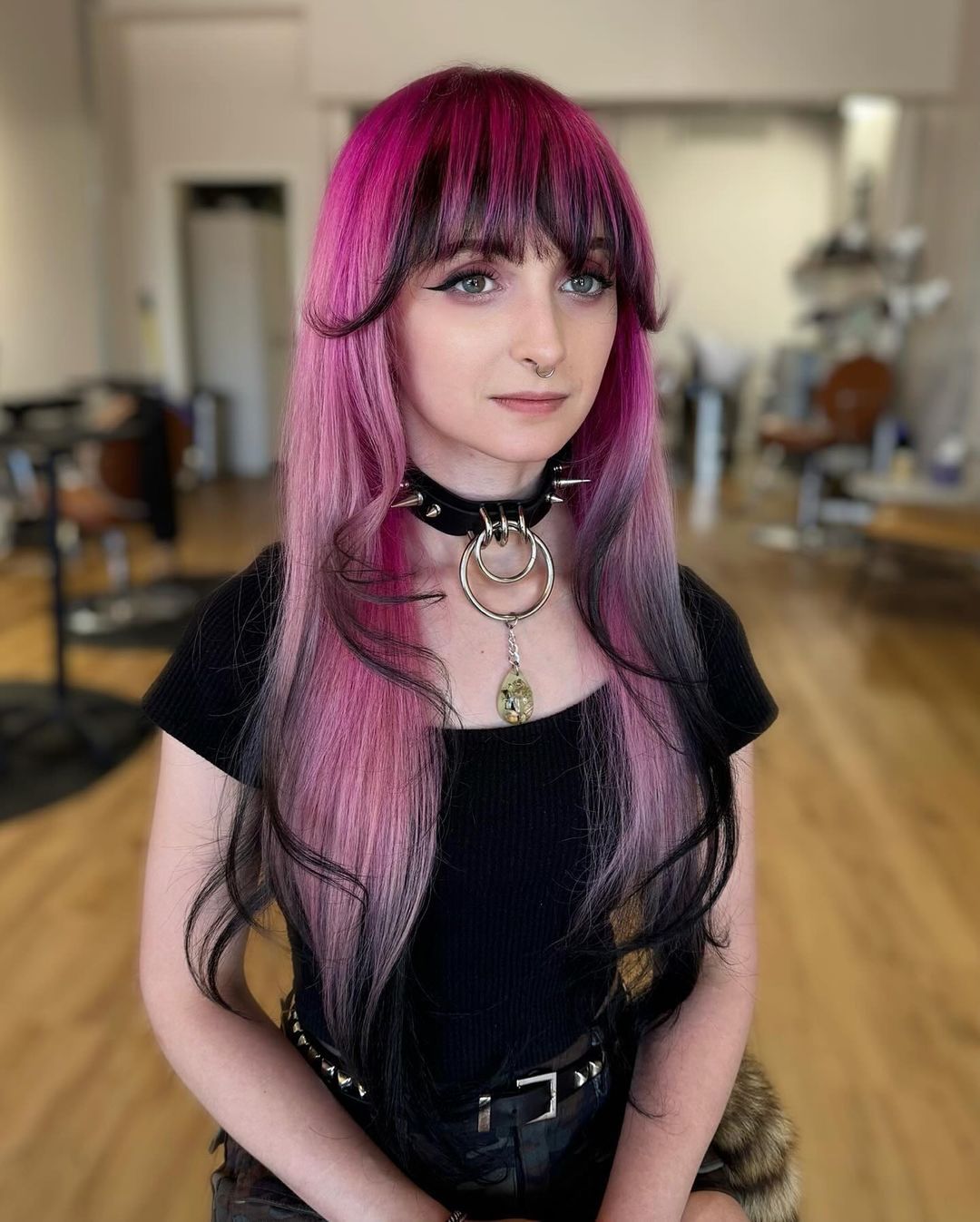 pink hair with smoky tips