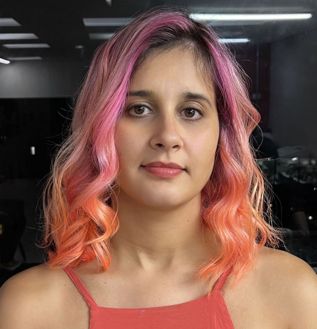 sunset hair color with dark root