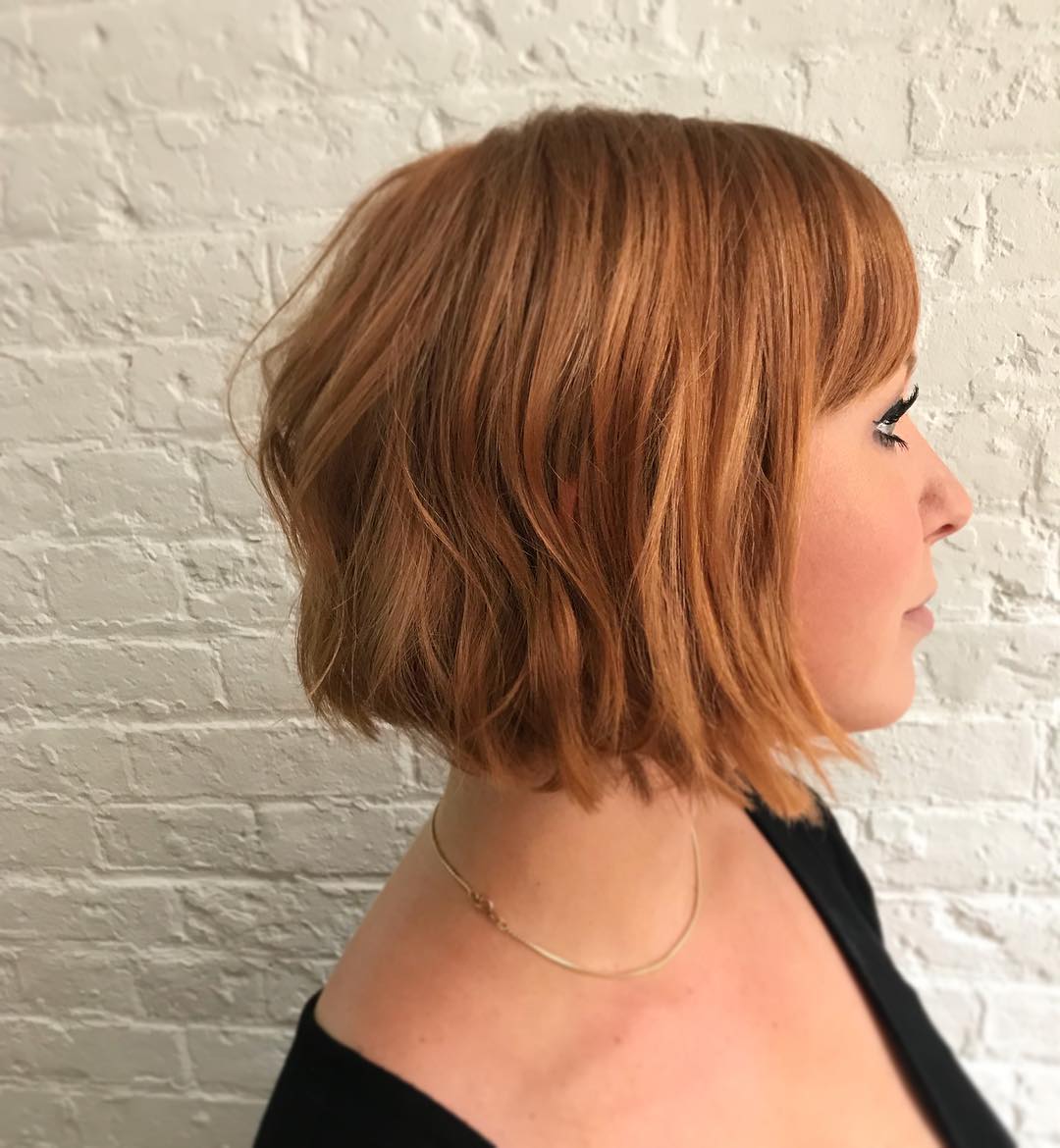 60s inspired strawberry blonde bob