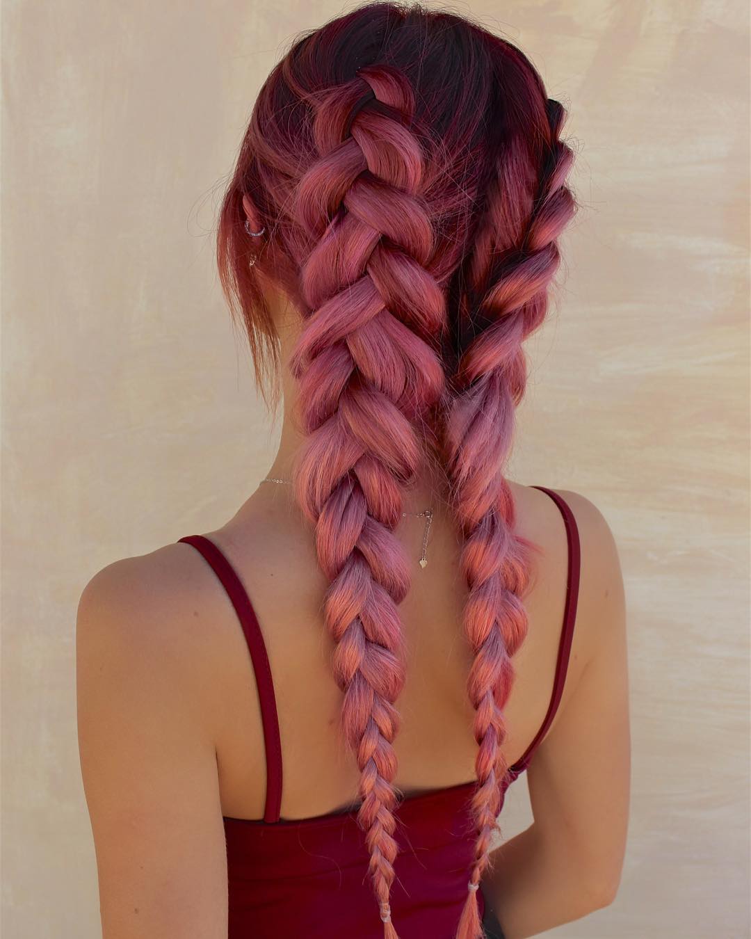 Dutch braid pigtails