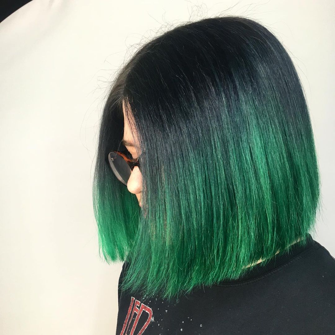 black and green bob hairstyle