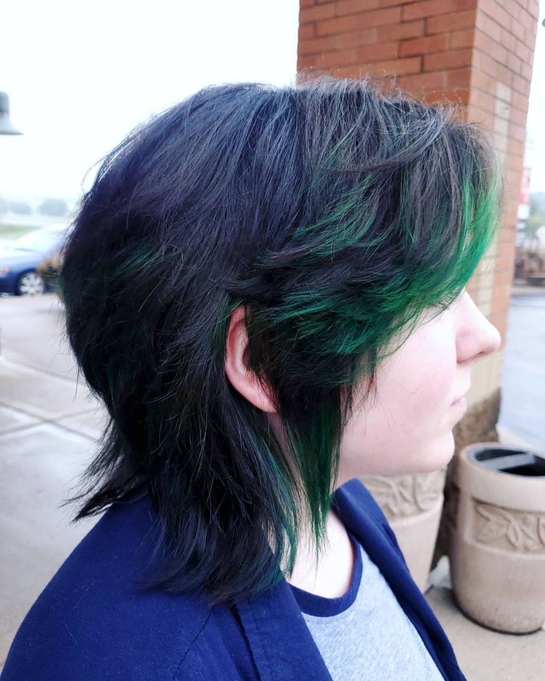 black and green wolf cut