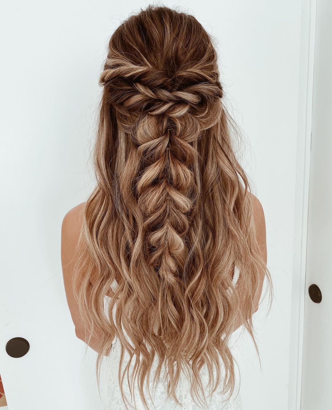 boho half up pull through braid