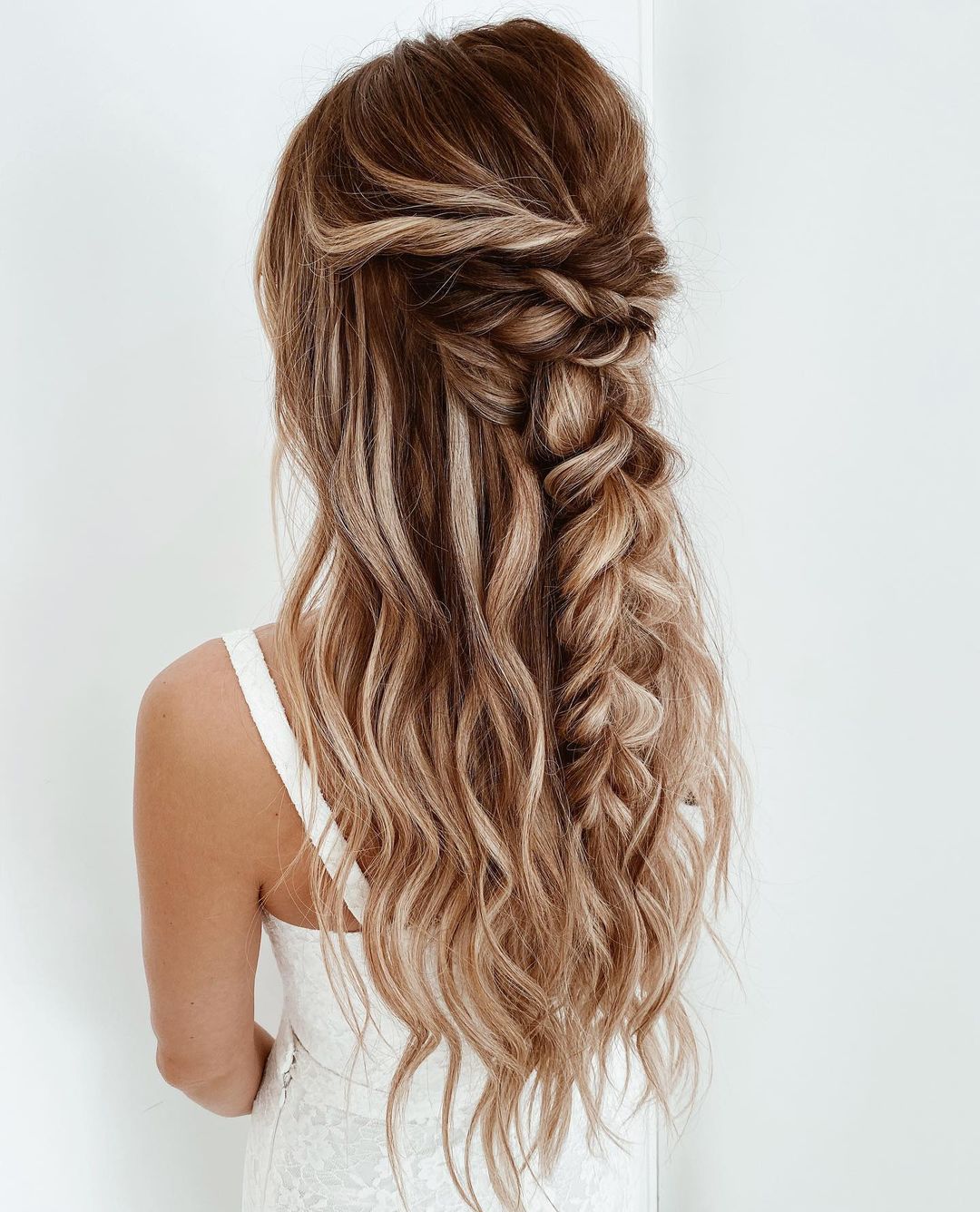 boho half up pull through braid