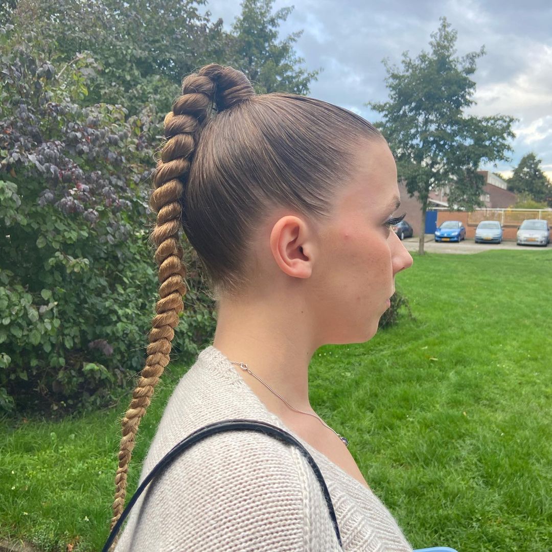 casual sleek braided ponytail