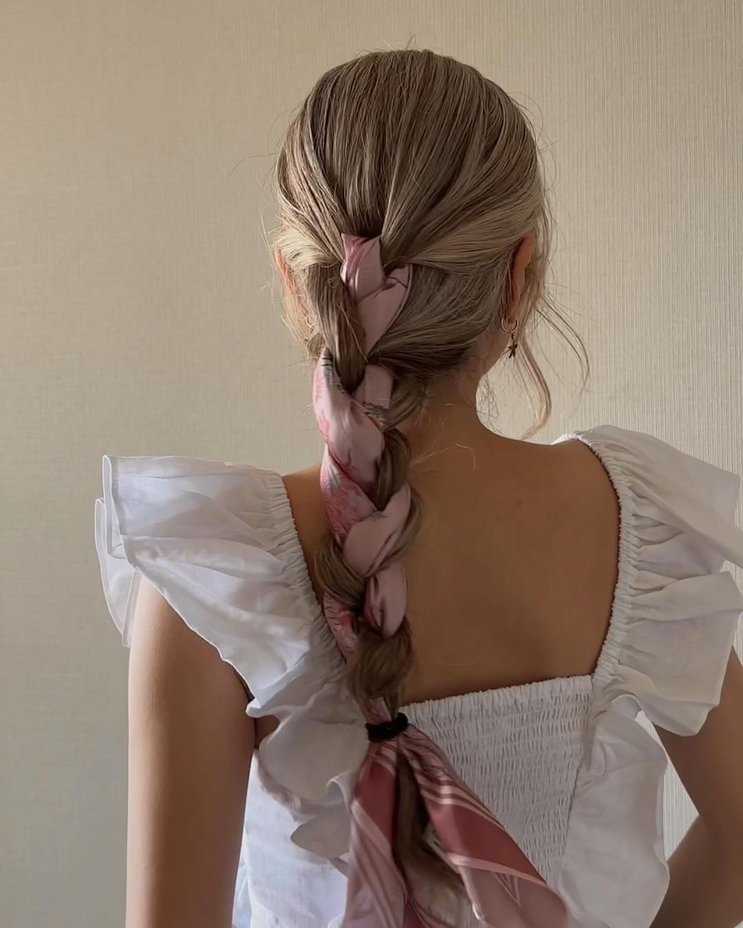 classic braid with a scarf