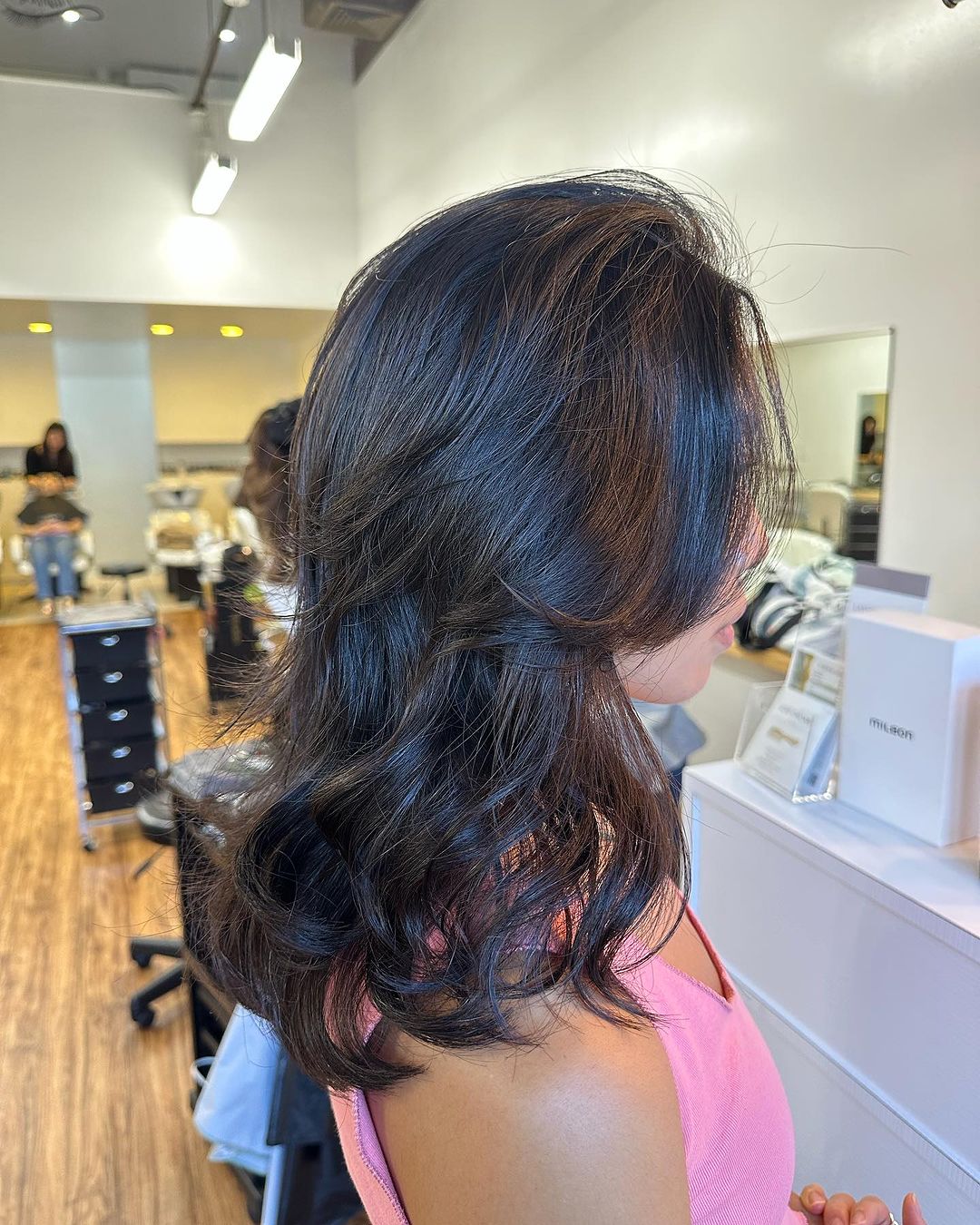 digital perm on layered straight hair