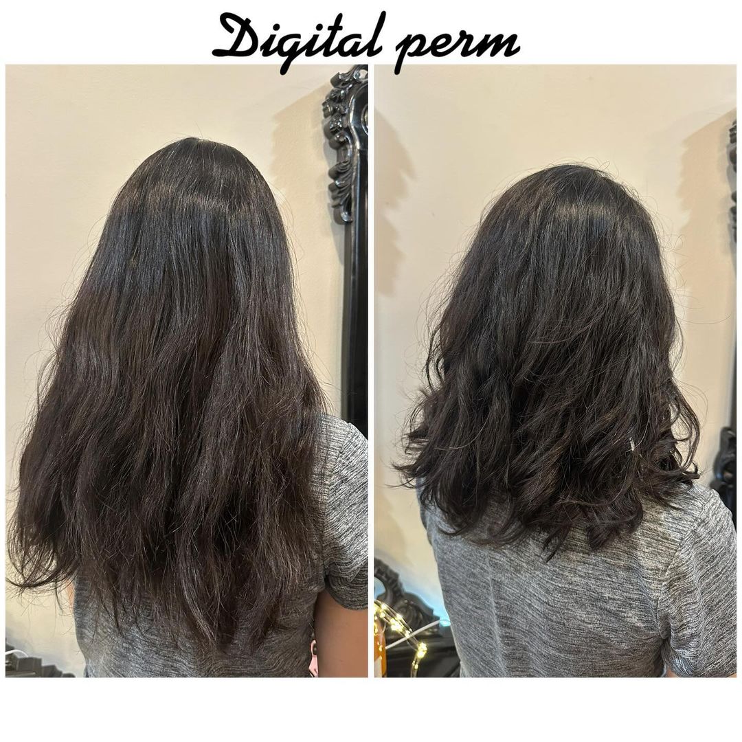 digital perm on textured layered cut