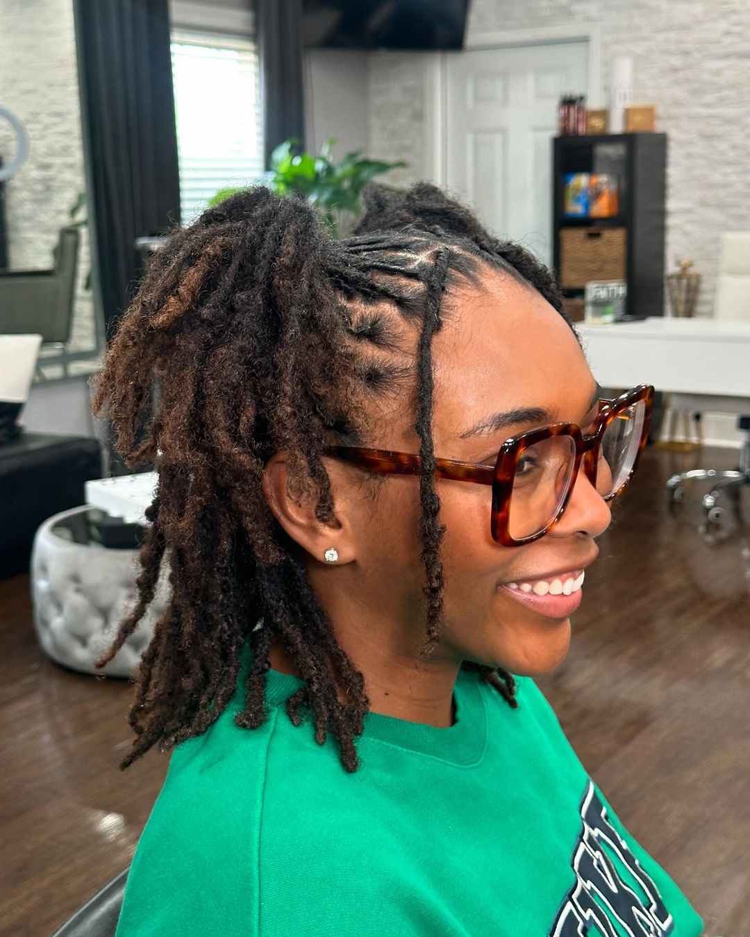 platte twist loc half-up space buns