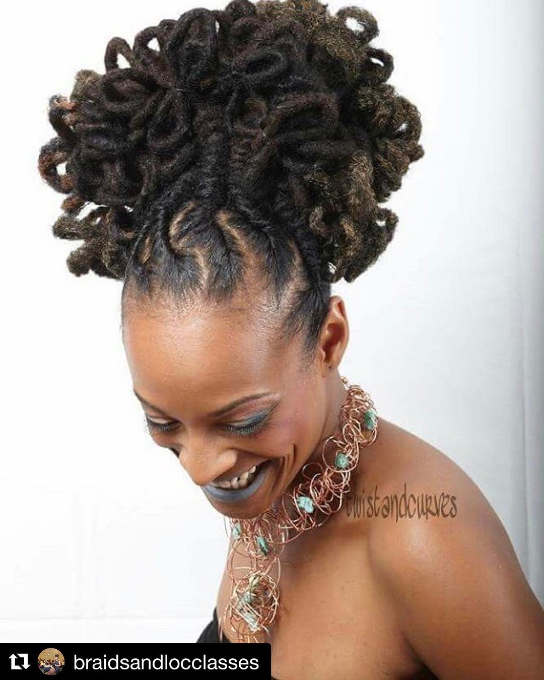 flat twist loc massive petal bun