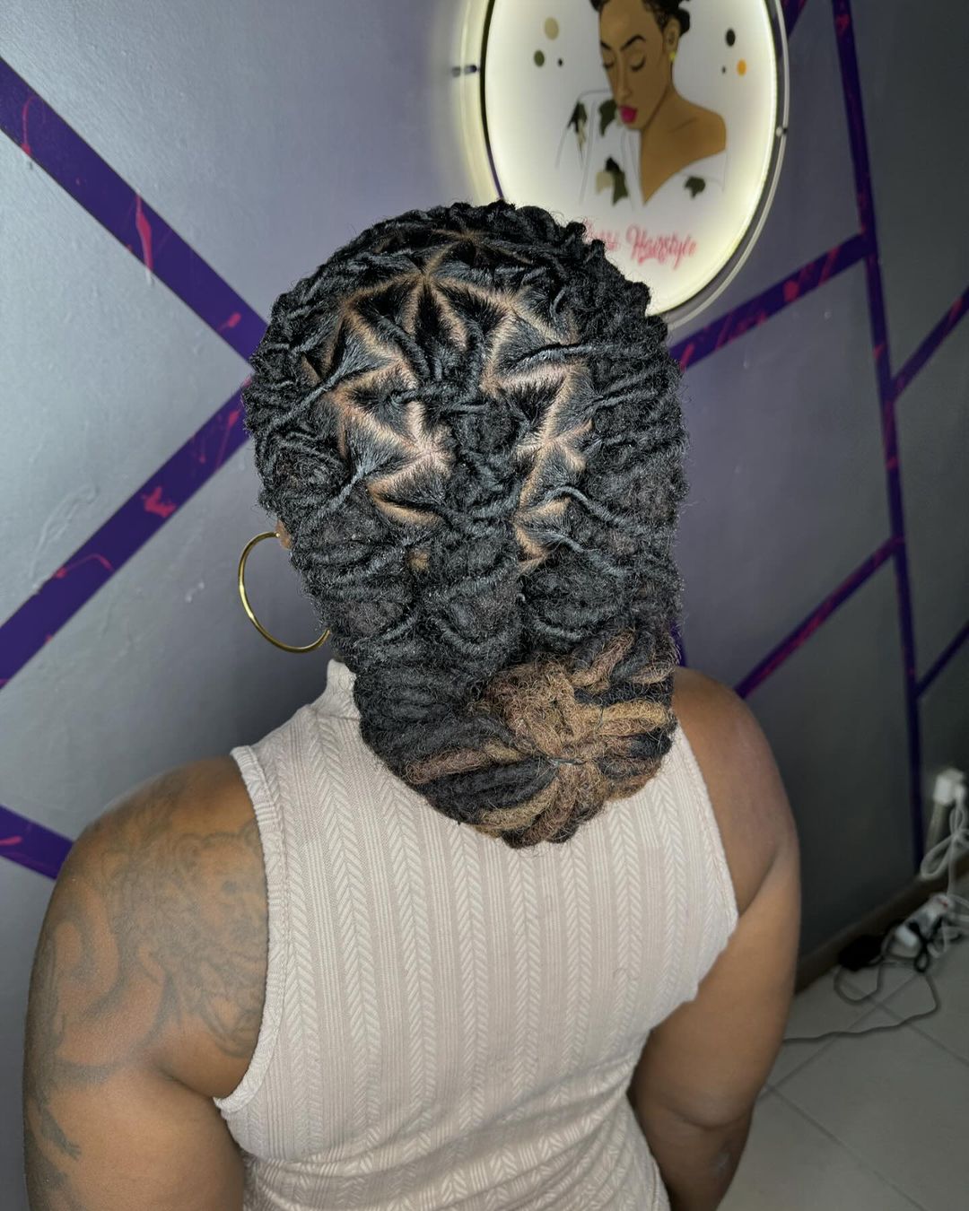 flat twist loc updo bun