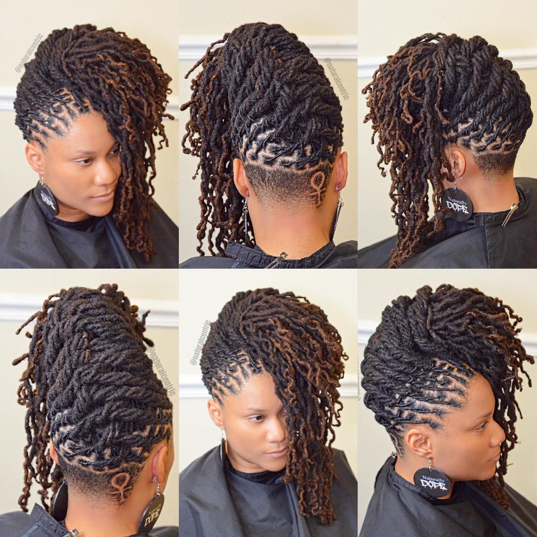 flat twist loc waterfall with a nape undercut