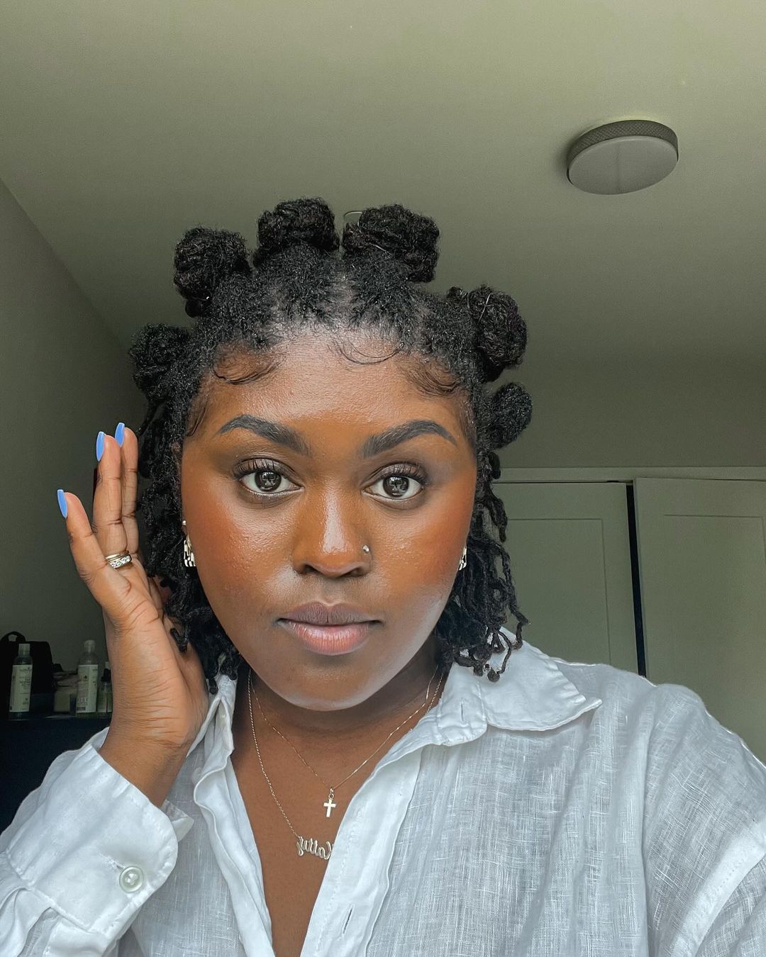 flat twist locs with bantu knots