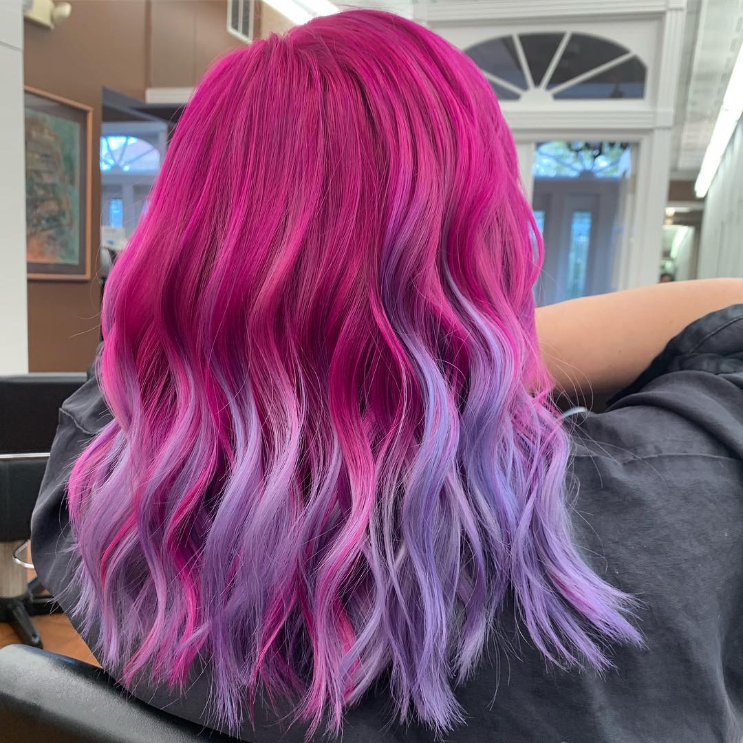 fuchsia with pastel purple waves