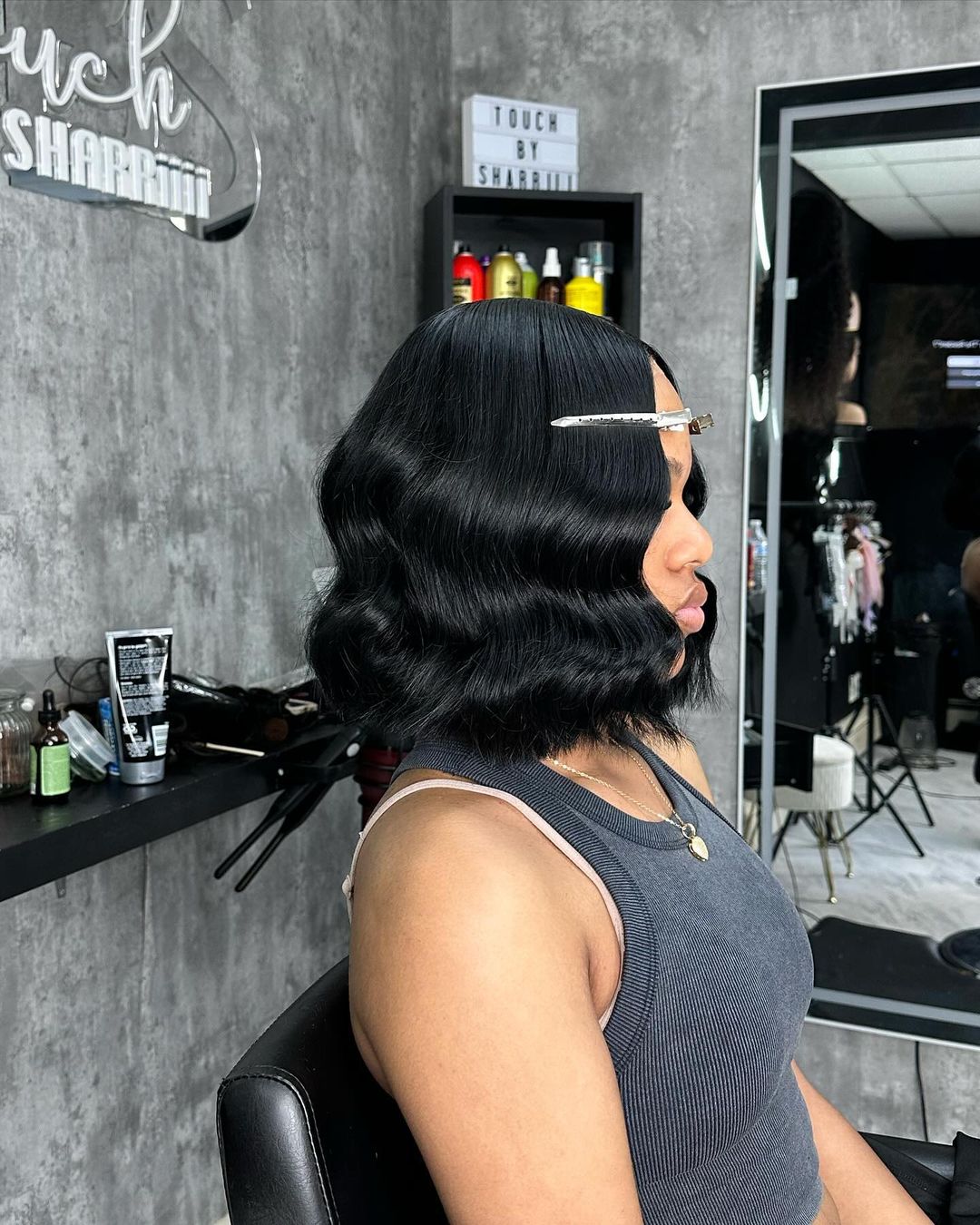 glam wave bob quick weave