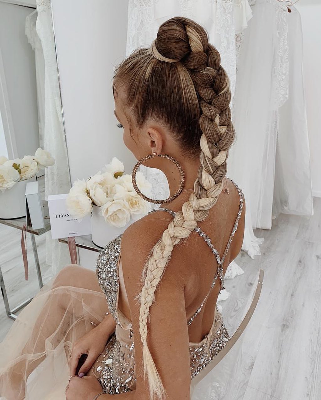 glamorous sleek braided ponytail