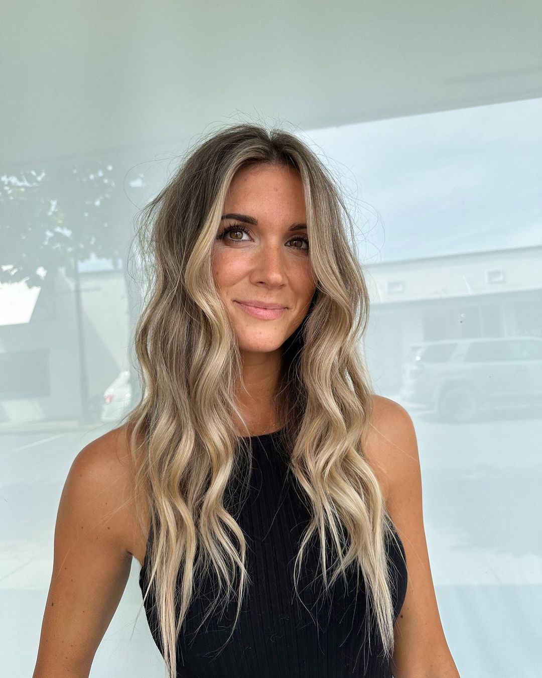 goudblonde balayage met blond geldstuk