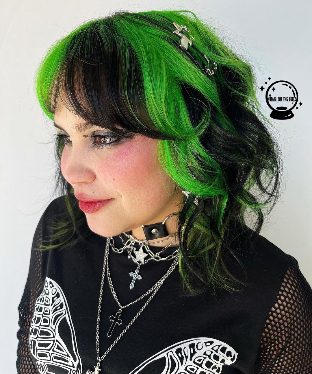 green and black chunky highlights