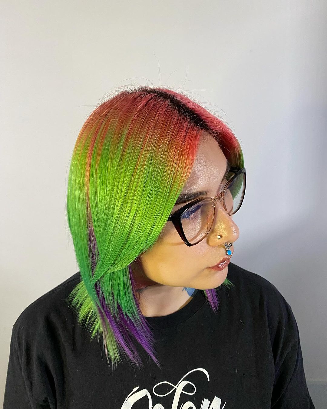 green purple and pink hair