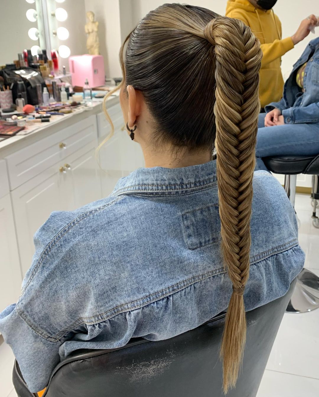 high braided ponytail