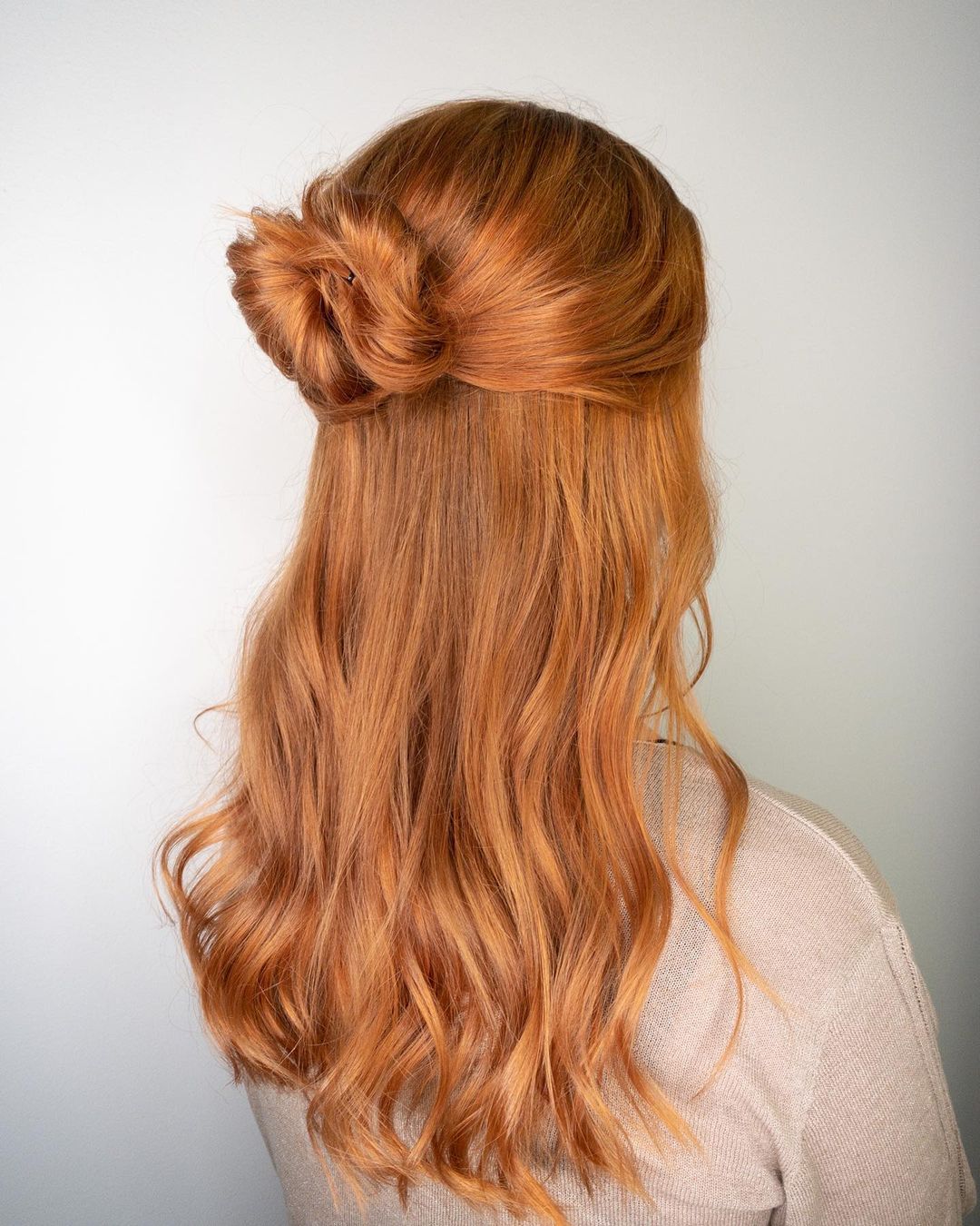 light copper half-up bun