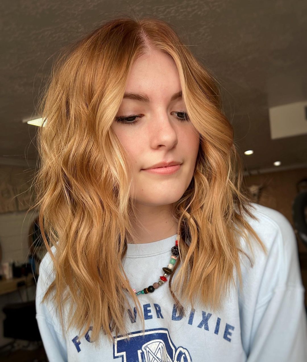 light copper messy waves