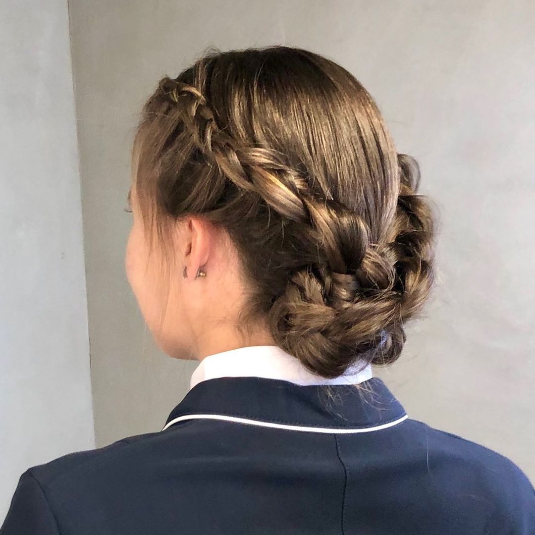 chignon tressé bas