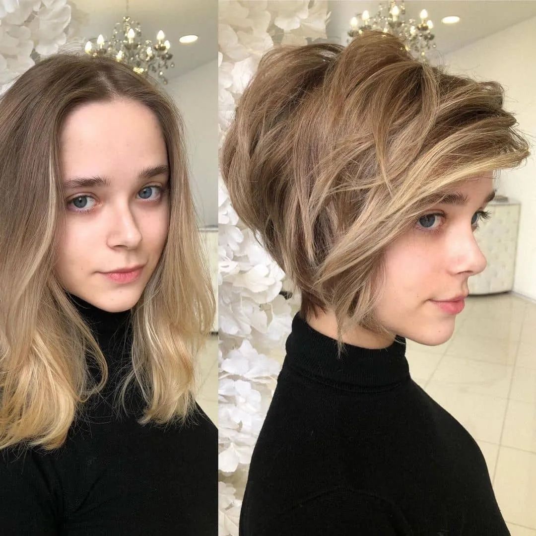 halflang haar tot volumineuze pixie bob