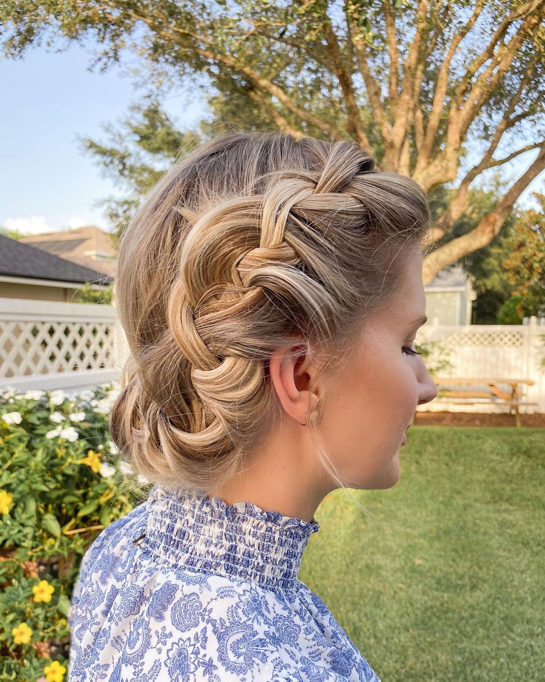 messy crown braid