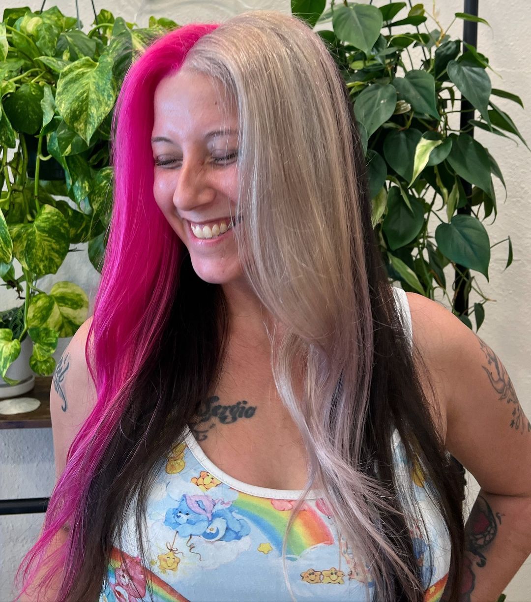 neon pink neapolitan highlights